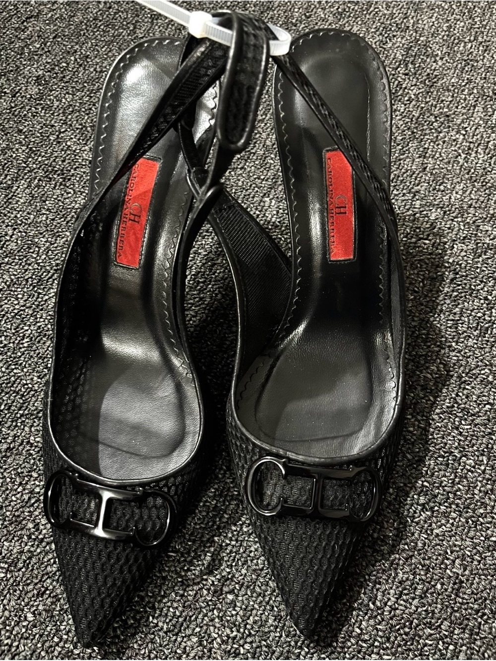 $595 CH Carolina Herrera Insignia Mesh Slingback Pumps Size 39 US 8.5 - Picture 3 of 13